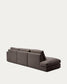 Divano modulare Alea 5 posti sfoderabile in ciniglia marrone scuro con chaise longue destra 340 cm