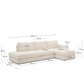 Divano modulare Alea 5 posti sfoderabile in ciniglia chaise longue destra beige 340 cm
