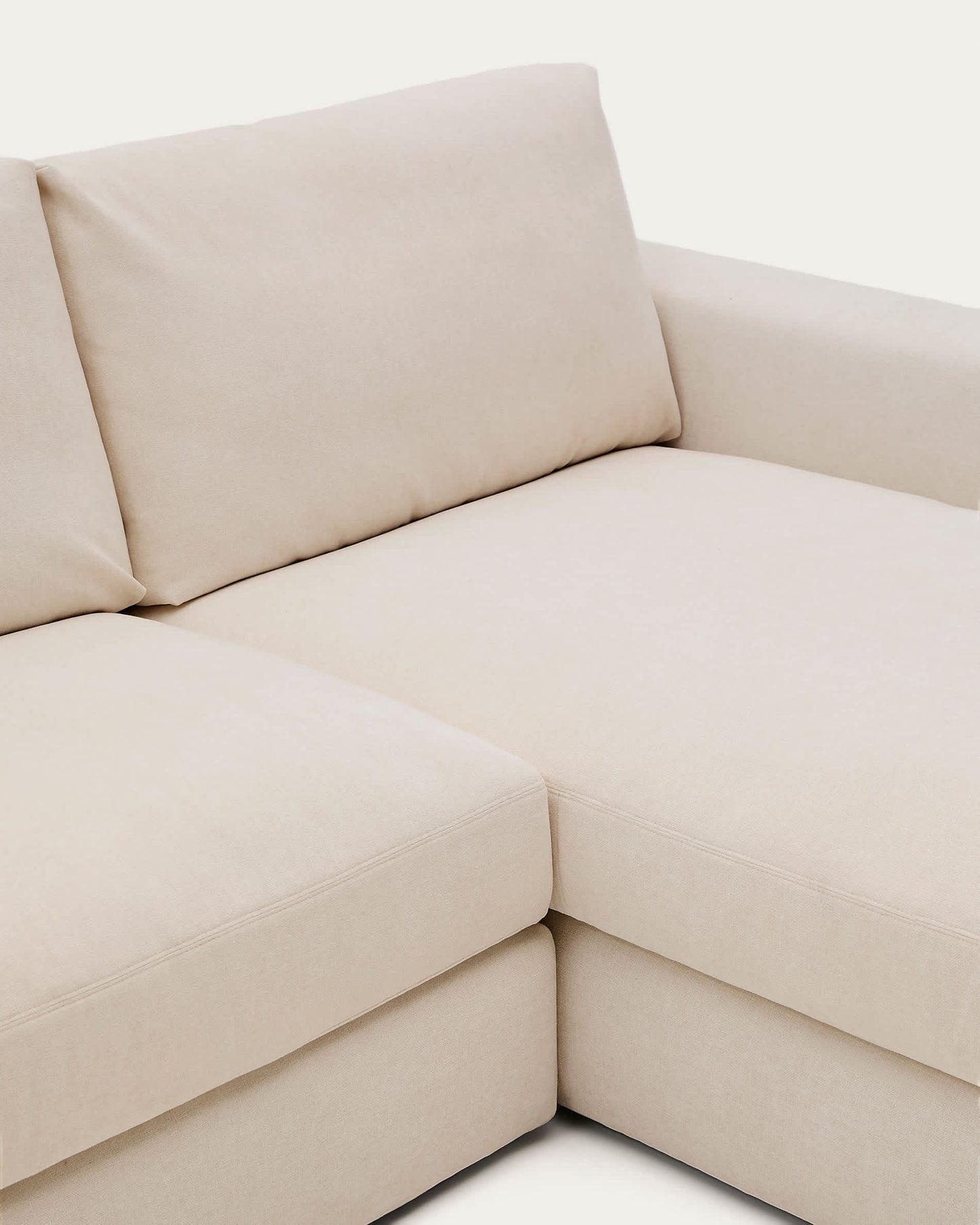 Divano modulare Alea 5 posti sfoderabile in ciniglia chaise longue destra beige 340 cm