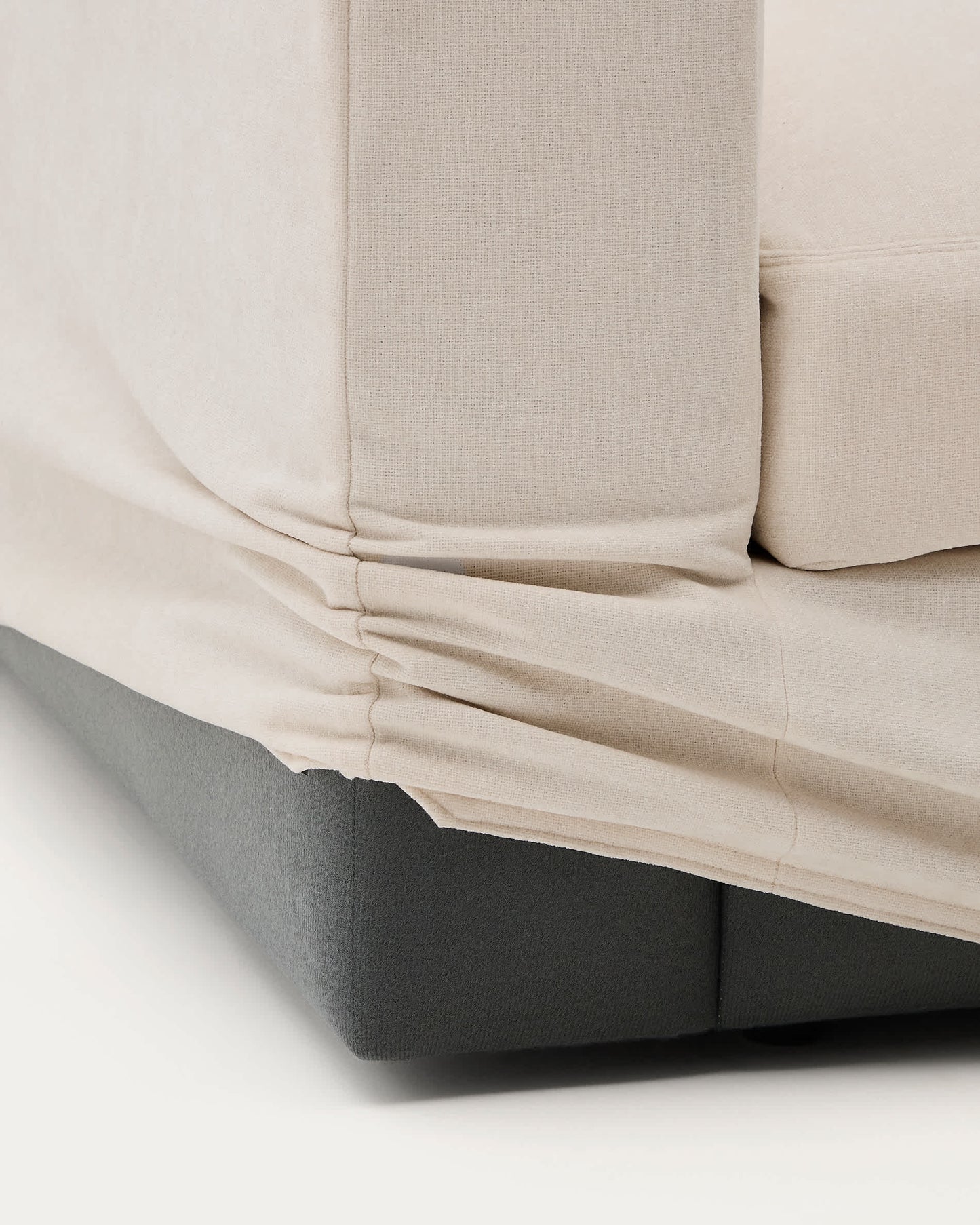 Divano modulare Alea 5 posti sfoderabile in ciniglia chaise longue destra beige 340 cm
