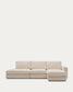 Divano modulare Alea 5 posti sfoderabile in ciniglia chaise longue destra beige 340 cm