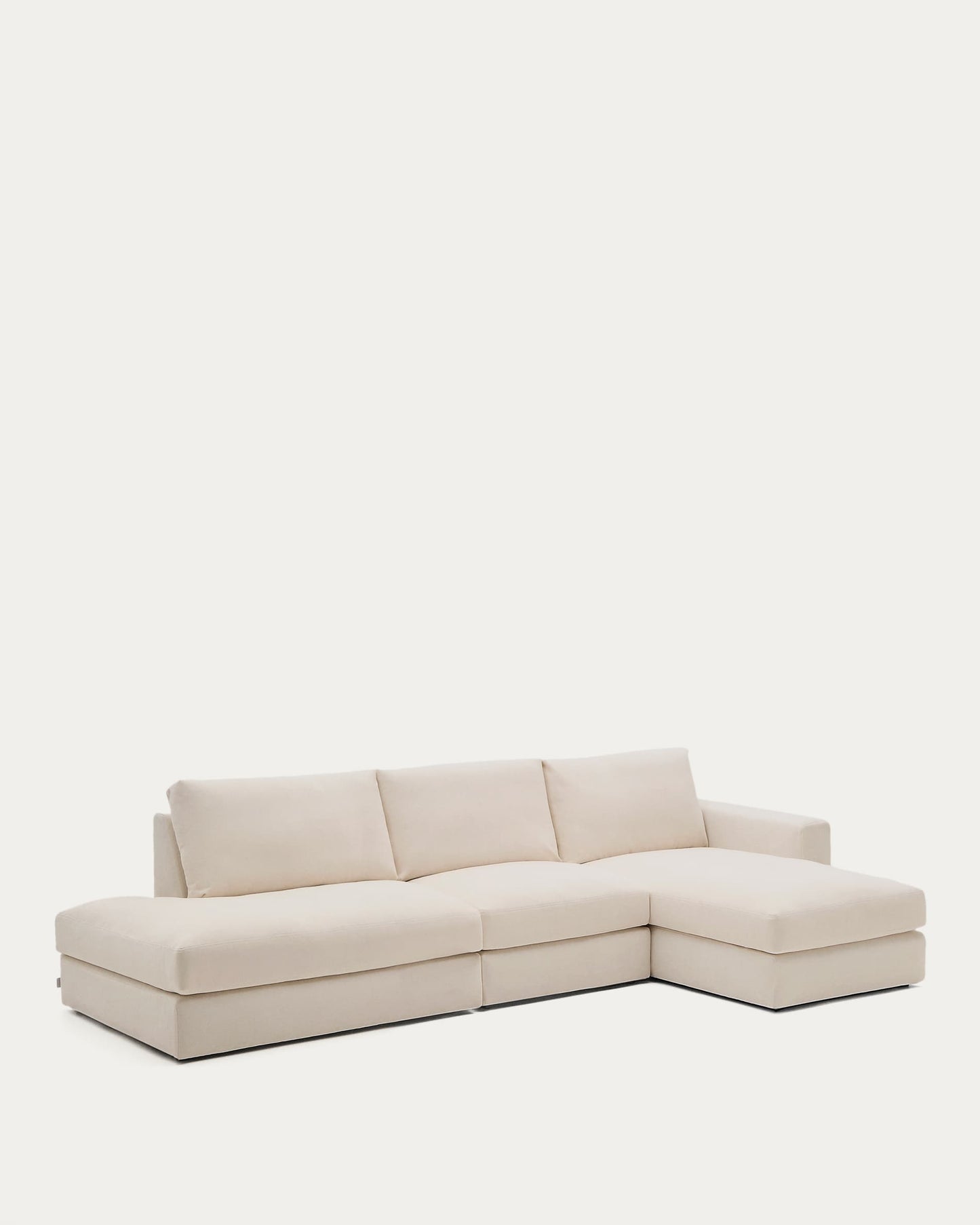 Divano modulare Alea 5 posti sfoderabile in ciniglia chaise longue destra beige 340 cm