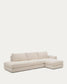 Divano modulare Alea 5 posti sfoderabile in ciniglia chaise longue destra beige 340 cm