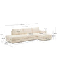 Divano modulare Alea 5 posti sfoderabile in ciniglia chaise longue destra écru 340 cm