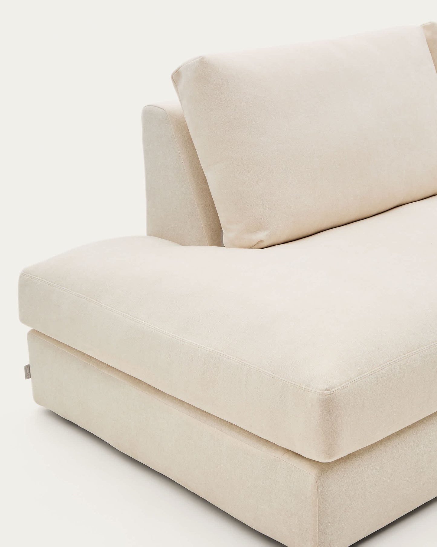 Divano modulare Alea 5 posti sfoderabile in ciniglia chaise longue destra écru 340 cm