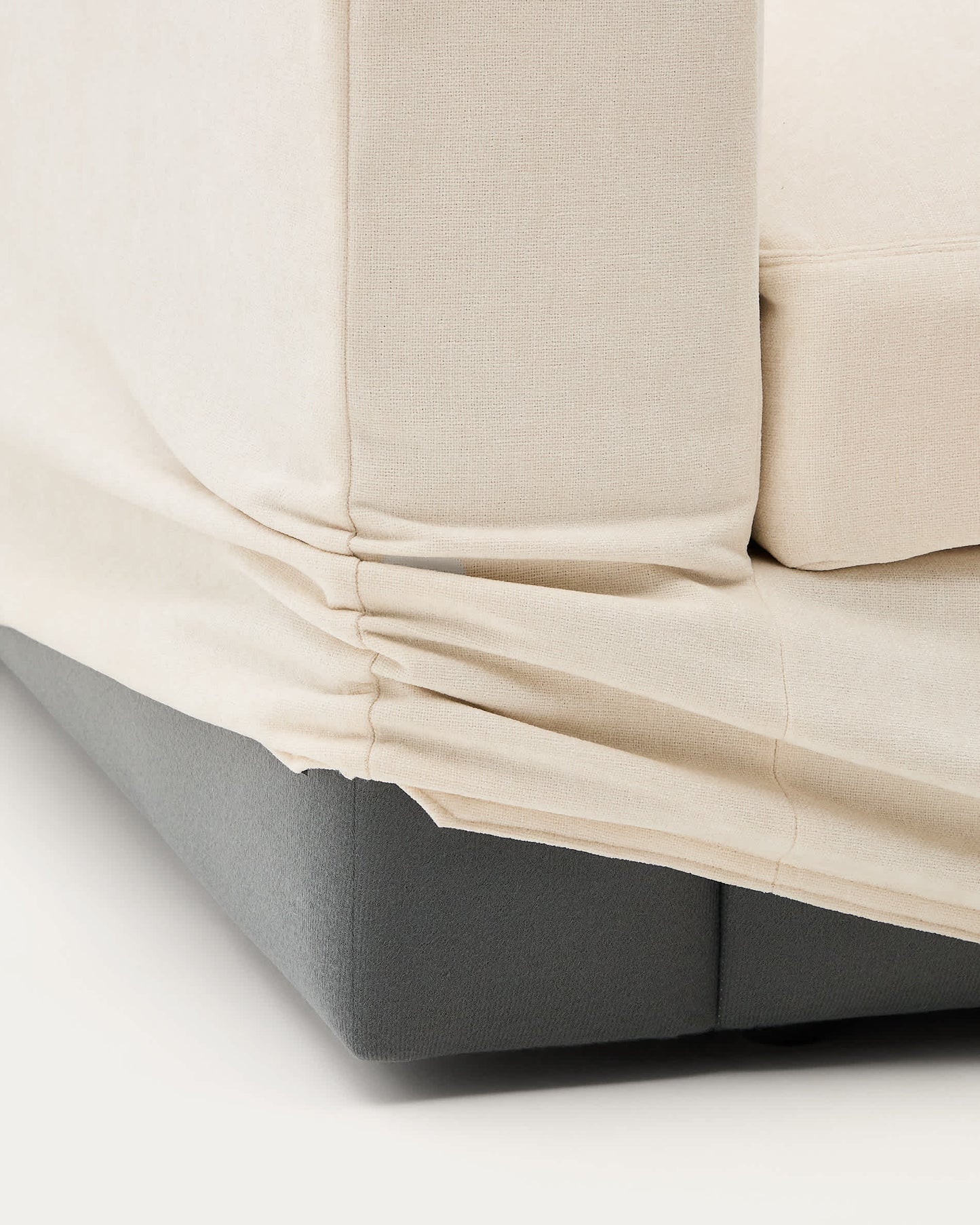 Divano modulare Alea 5 posti sfoderabile in ciniglia chaise longue destra écru 340 cm