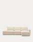 Divano modulare Alea 5 posti sfoderabile in ciniglia chaise longue destra écru 340 cm