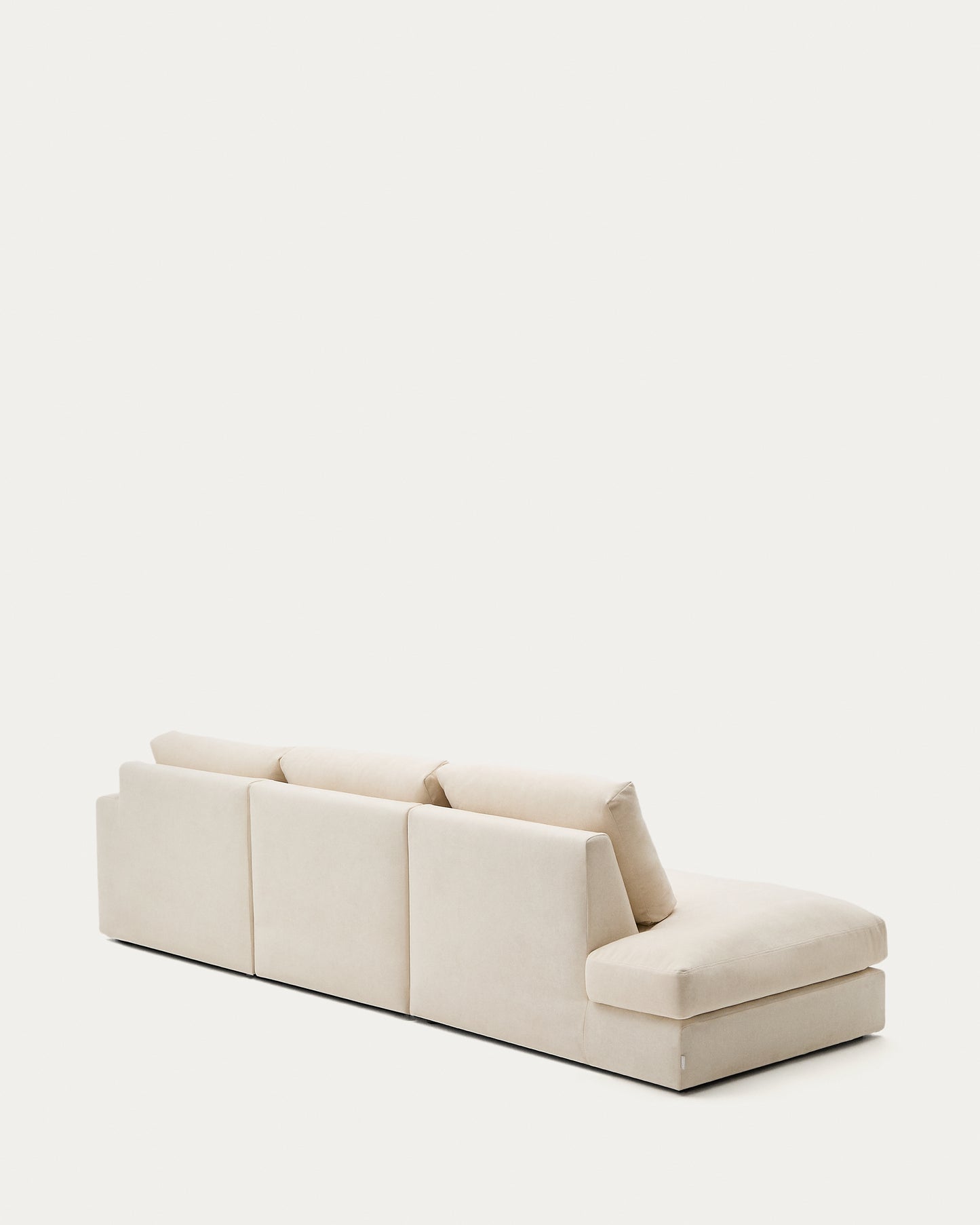 Divano modulare Alea 5 posti sfoderabile in ciniglia chaise longue destra écru 340 cm
