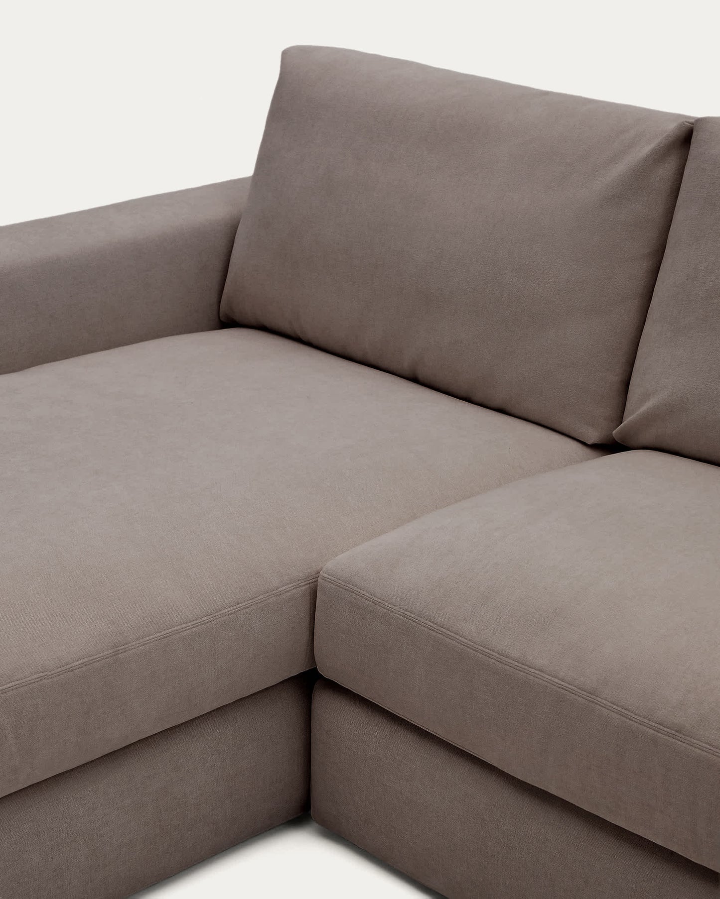 Divano modulare Alea 5 posti sfoderabile in ciniglia marrone scuro con chaise longue sinistra 340 cm