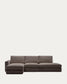 Divano modulare Alea 5 posti sfoderabile in ciniglia marrone scuro con chaise longue sinistra 340 cm