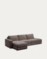 Divano modulare Alea 5 posti sfoderabile in ciniglia marrone scuro con chaise longue sinistra 340 cm