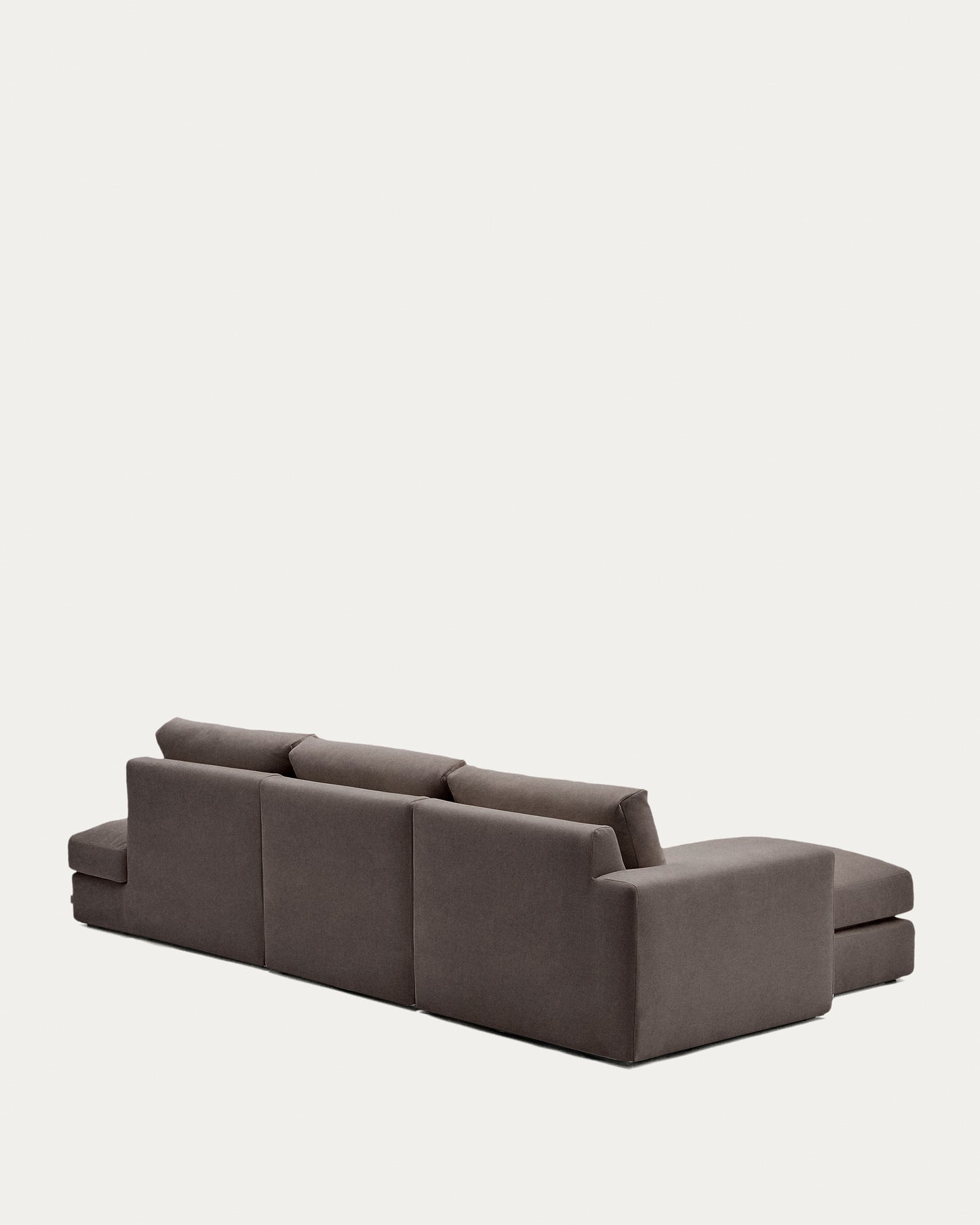 Divano modulare Alea 5 posti sfoderabile in ciniglia marrone scuro con chaise longue sinistra 340 cm