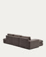 Divano modulare Alea 5 posti sfoderabile in ciniglia marrone scuro con chaise longue sinistra 340 cm