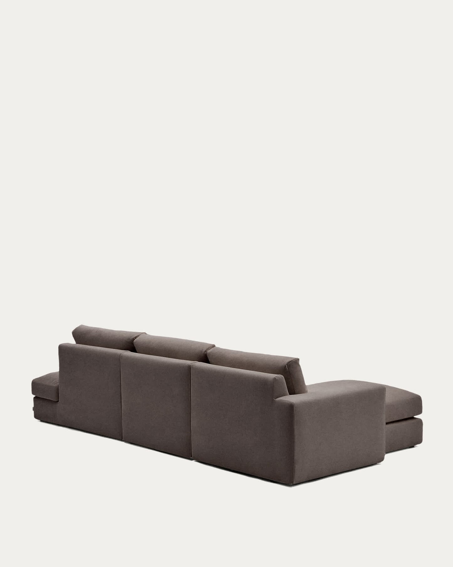 Divano modulare Alea 5 posti sfoderabile in ciniglia marrone scuro con chaise longue sinistra 340 cm