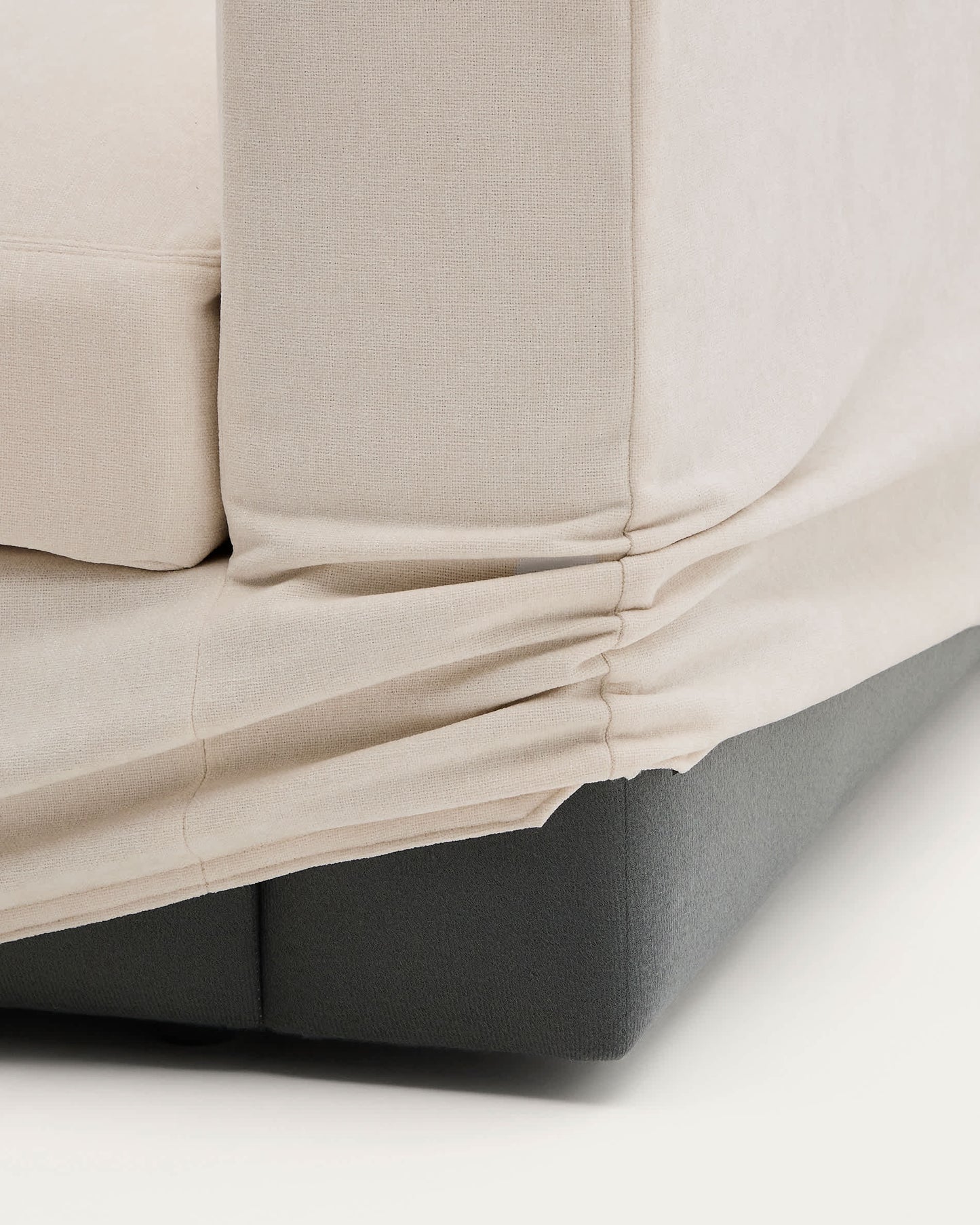 Divano modulare Alea 5 posti sfoderabile in ciniglia chaise longue sinistra beige 340 cm