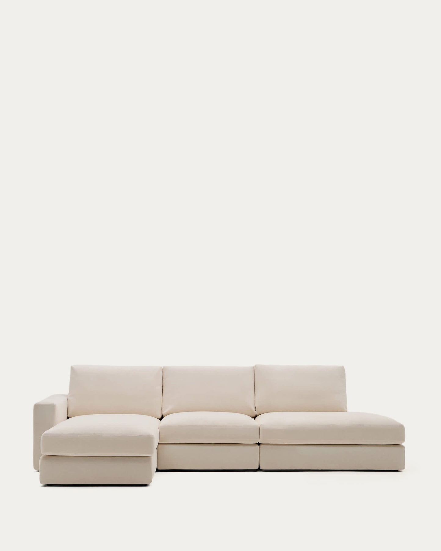 Divano modulare Alea 5 posti sfoderabile in ciniglia chaise longue sinistra beige 340 cm