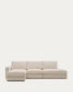 Divano modulare Alea 5 posti sfoderabile in ciniglia chaise longue sinistra beige 340 cm