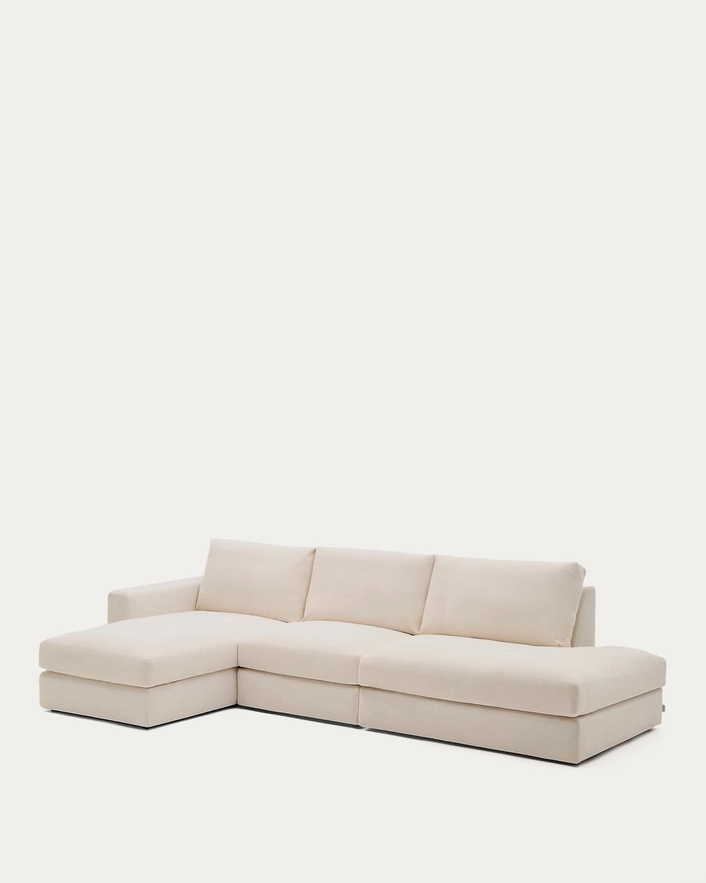 Divano modulare Alea 5 posti sfoderabile in ciniglia chaise longue sinistra beige 340 cm