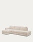 Divano modulare Alea 5 posti sfoderabile in ciniglia chaise longue sinistra beige 340 cm