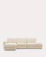 Divano modulare Alea 5 posti sfoderabile in ciniglia chaise longue sinistra écru 340 cm