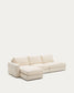 Divano modulare Alea 5 posti sfoderabile in ciniglia chaise longue sinistra écru 340 cm