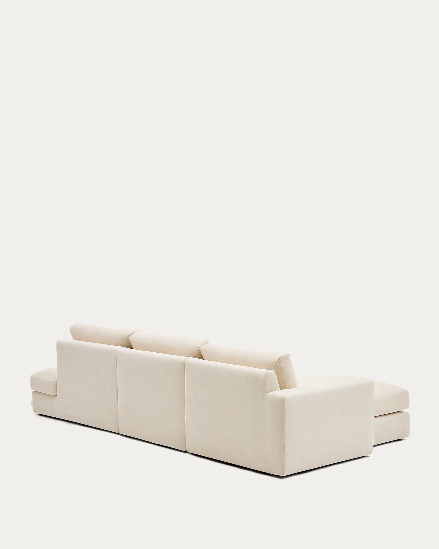 Divano modulare Alea 5 posti sfoderabile in ciniglia chaise longue sinistra écru 340 cm