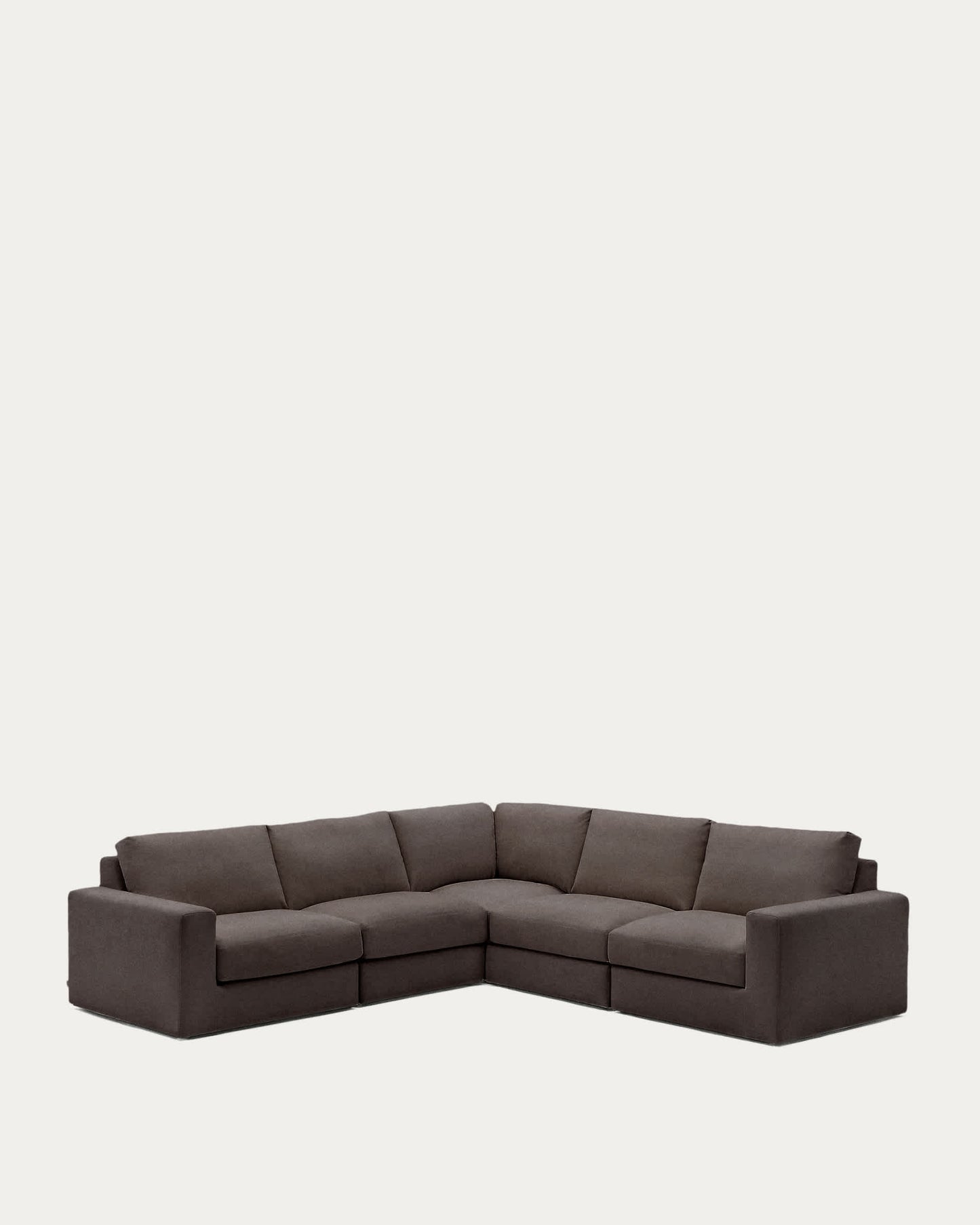 Divano angolare modulare Alea 5 posti sfoderabile in ciniglia marrone scuro 310 x 310 cm