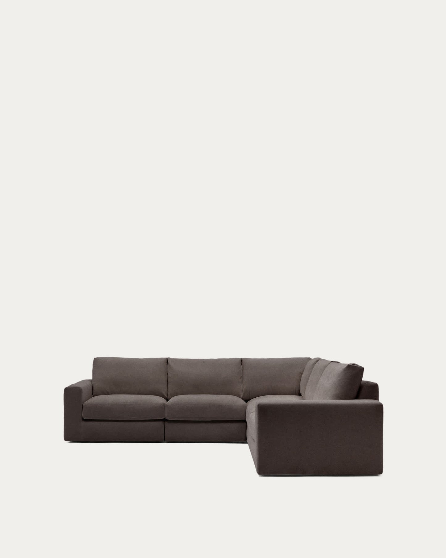 Divano angolare modulare Alea 5 posti sfoderabile in ciniglia marrone scuro 310 x 310 cm