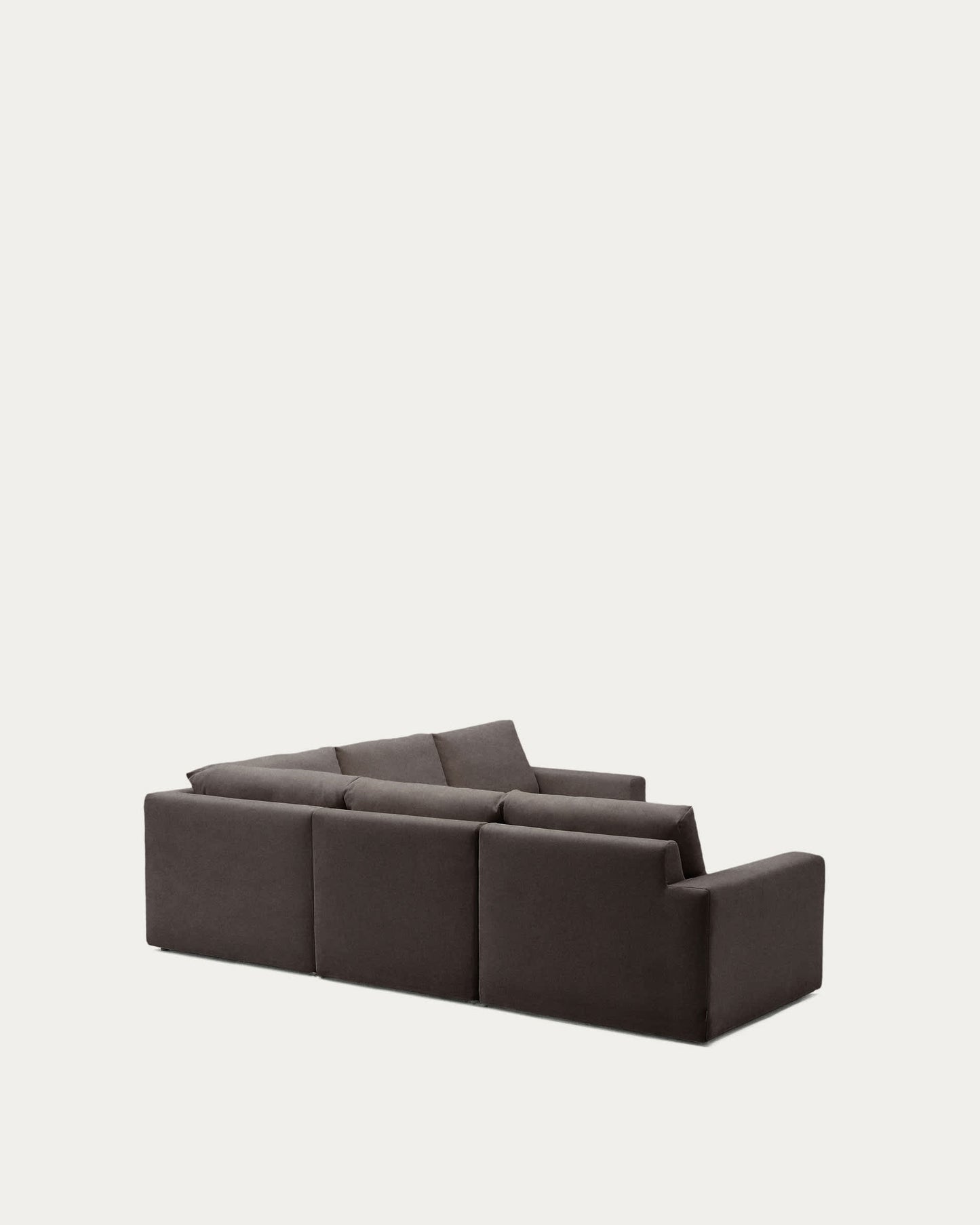 Divano angolare modulare Alea 5 posti sfoderabile in ciniglia marrone scuro 310 x 310 cm