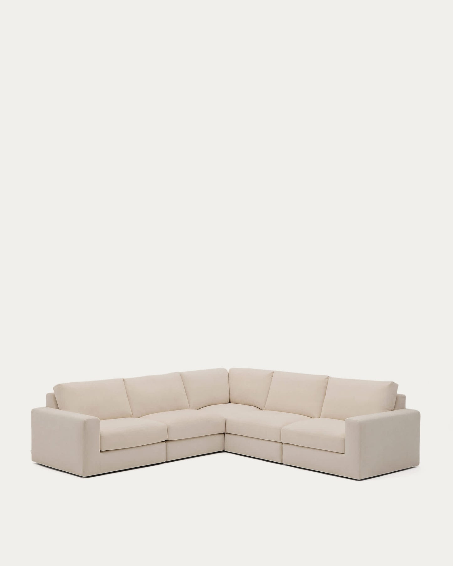 Divano angolare modulare Alea 5 posti sfoderabile in ciniglia beige 310 x 310 cm