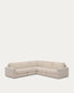Divano angolare modulare Alea 5 posti sfoderabile in ciniglia beige 310 x 310 cm