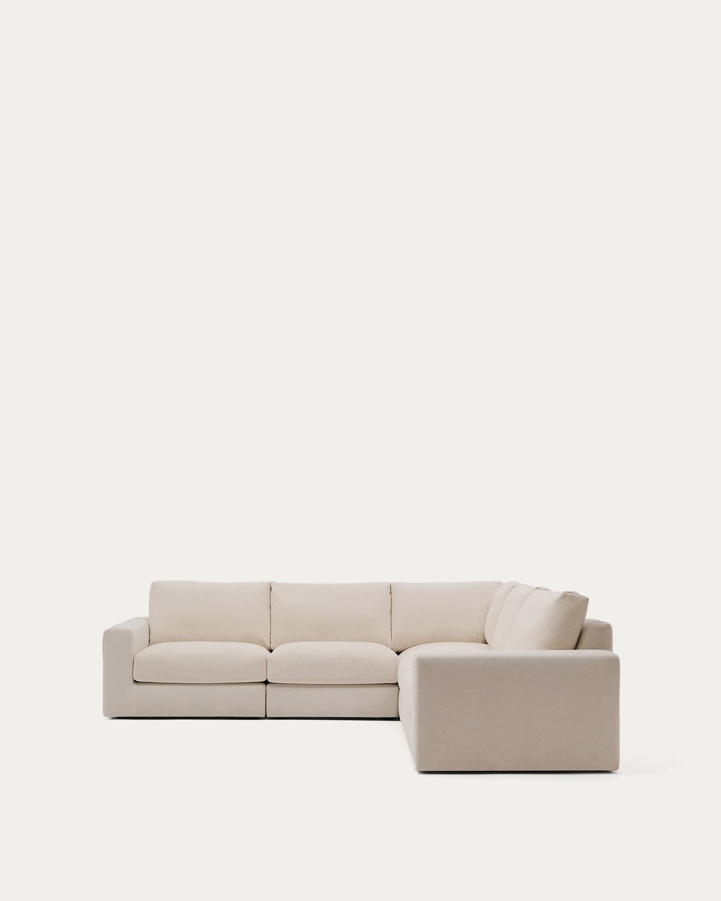 Divano angolare modulare Alea 5 posti sfoderabile in ciniglia beige 310 x 310 cm
