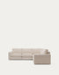 Divano angolare modulare Alea 5 posti sfoderabile in ciniglia beige 310 x 310 cm
