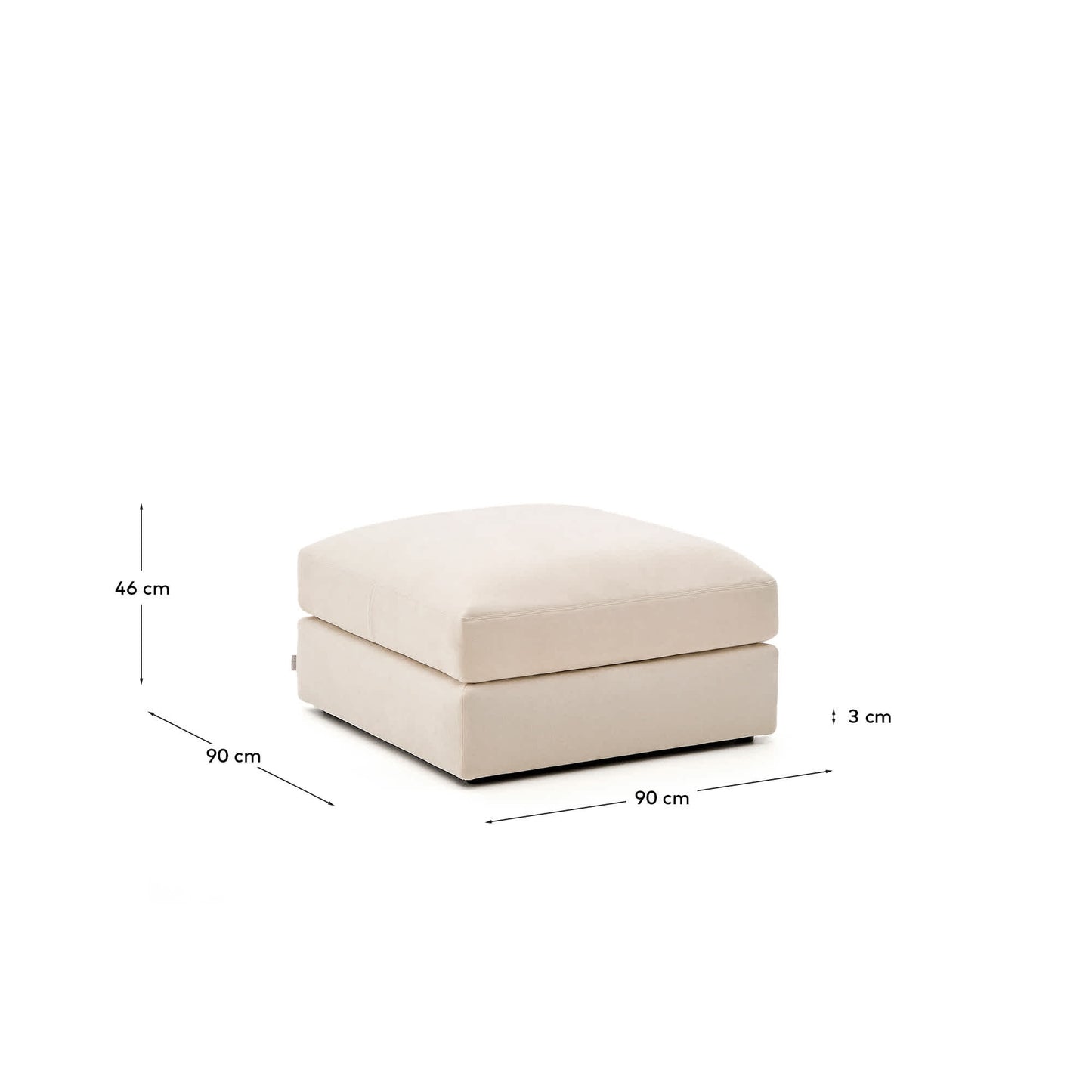 Poggiapiedi sfoderabile Alea in ciniglia beige 90 x 90 cm
