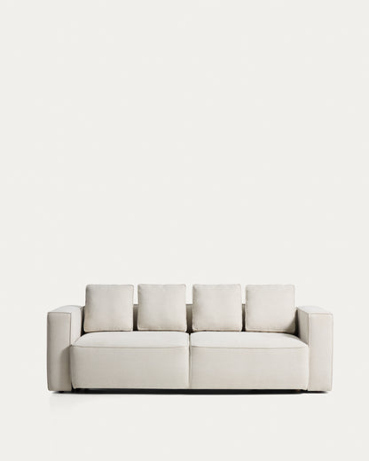 Divano letto Marela 3 posti in ciniglia beige 236 cm