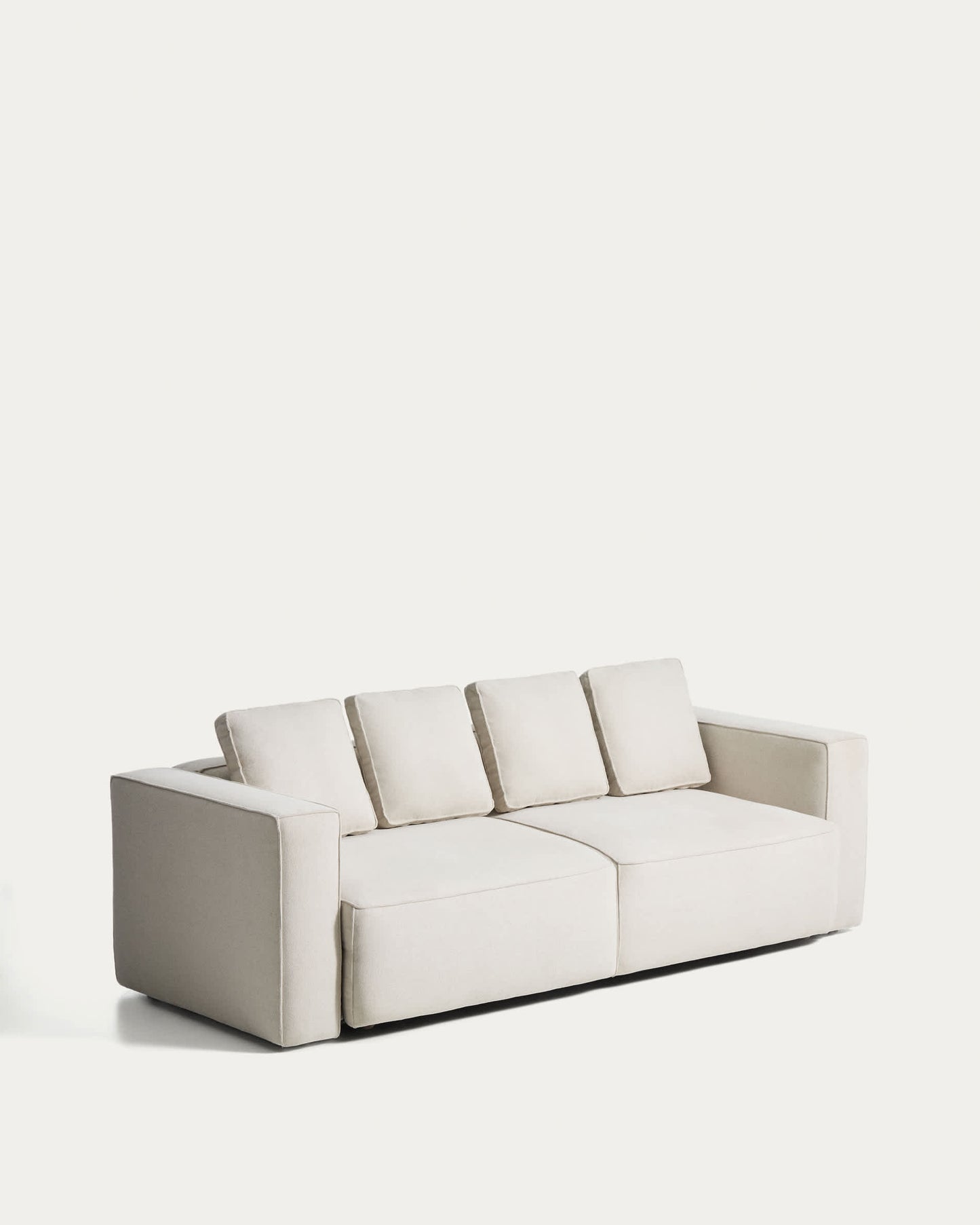 Divano letto Marela 3 posti in ciniglia beige 236 cm