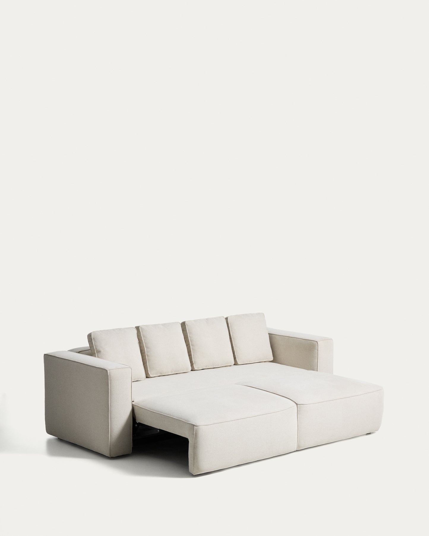 Divano letto Marela 3 posti in ciniglia beige 236 cm