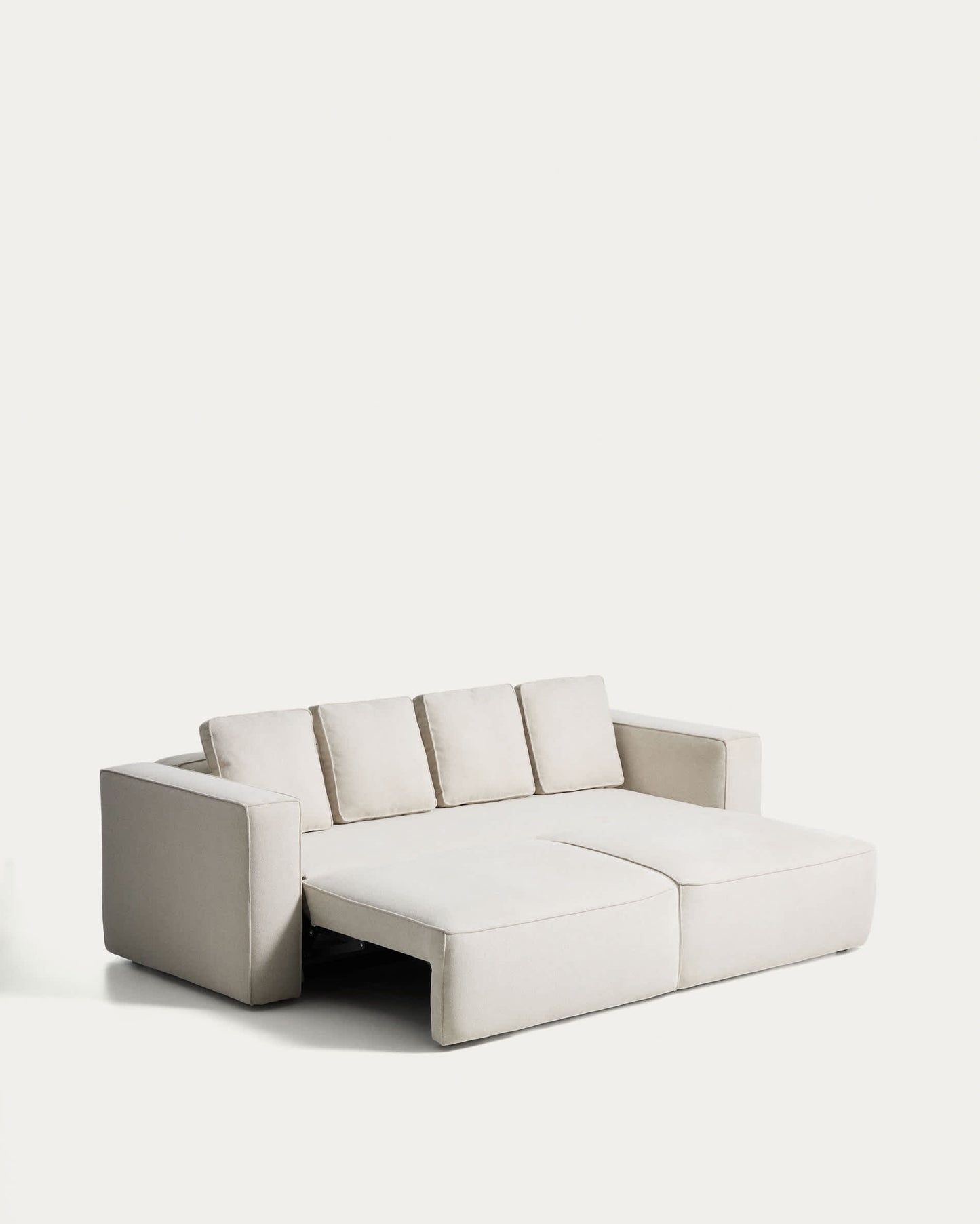 Divano letto Marela 3 posti in ciniglia beige 236 cm