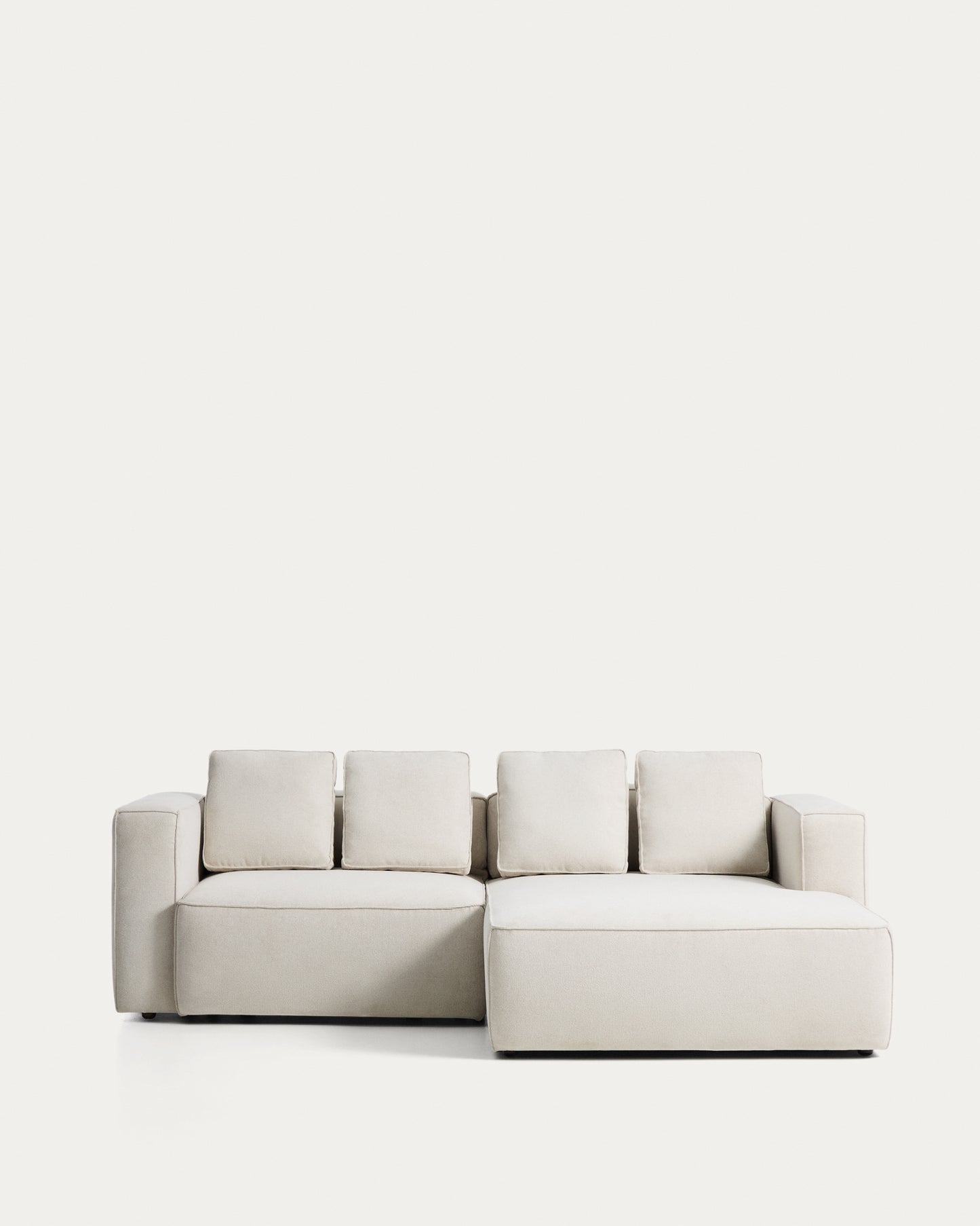 Divano letto Marela 3 posti con chaise longue destra in ciniglia beige 236 cm