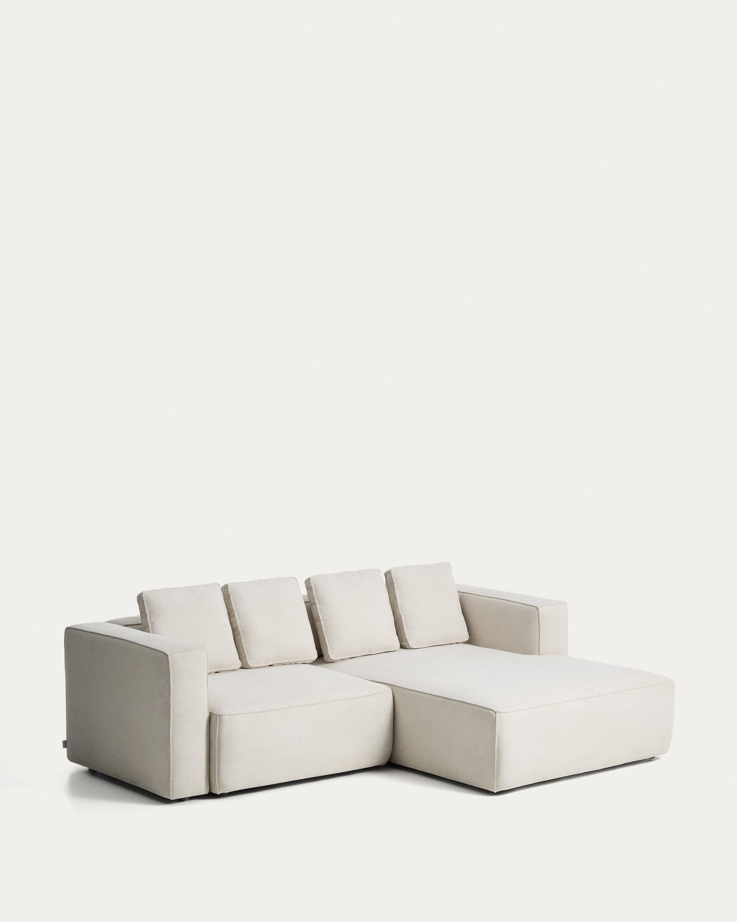 Divano letto Marela 3 posti con chaise longue destra in ciniglia beige 236 cm