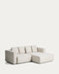 Divano letto Marela 3 posti con chaise longue destra in ciniglia beige 236 cm