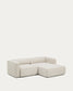 Divano letto Marela 3 posti con chaise longue destra in ciniglia beige 236 cm