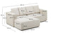 Divano letto Marela 3 posti con chaise longue sinistra in ciniglia beige 236 cm