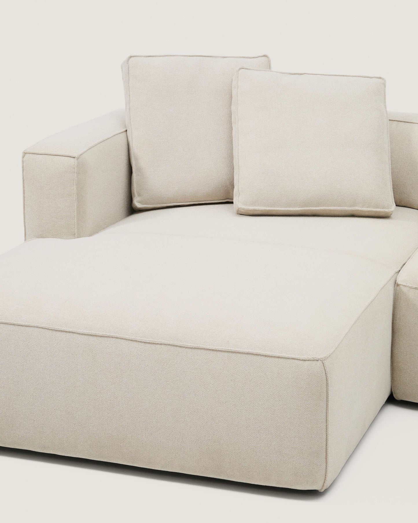 Divano letto Marela 3 posti con chaise longue sinistra in ciniglia beige 236 cm