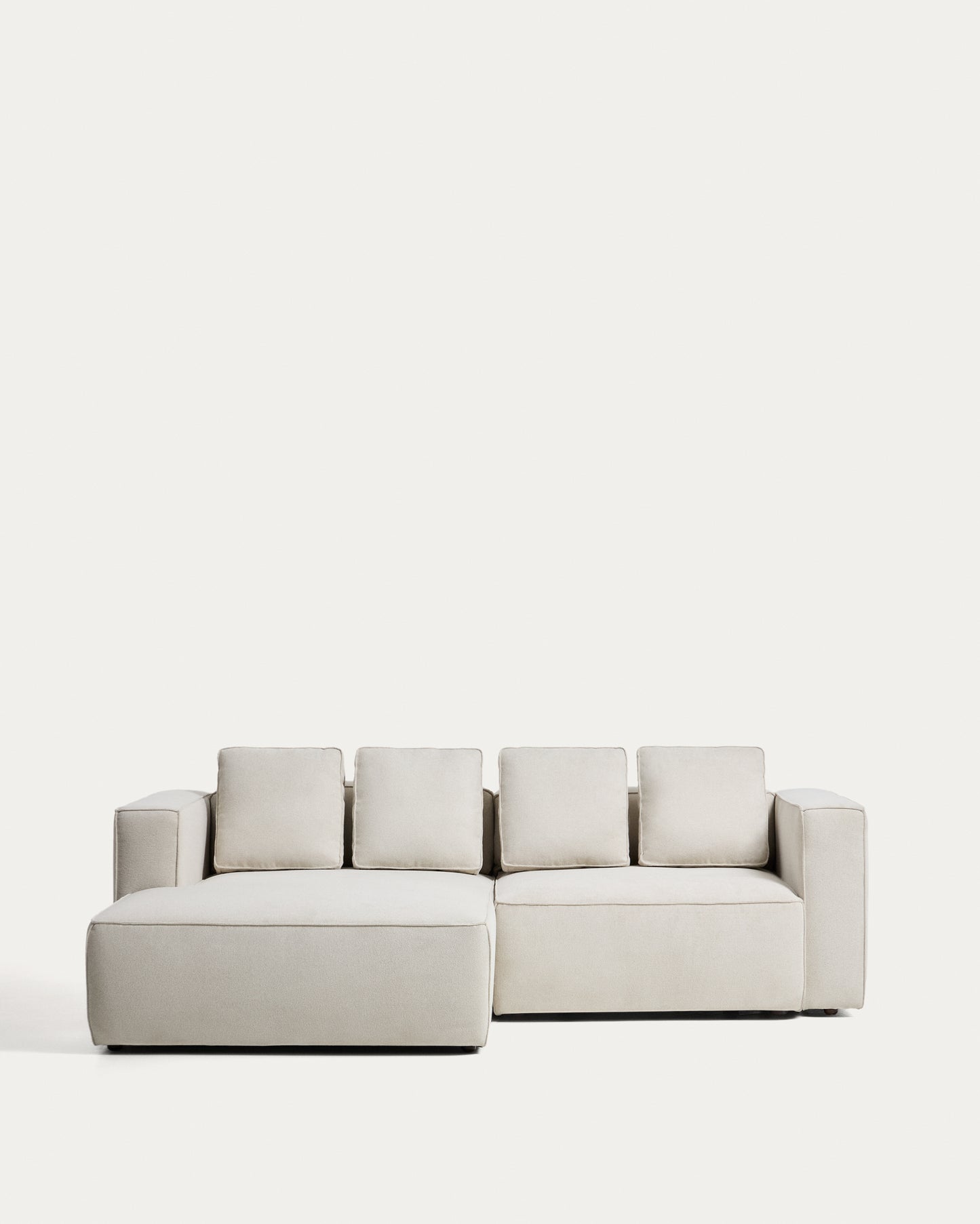 Divano letto Marela 3 posti con chaise longue sinistra in ciniglia beige 236 cm