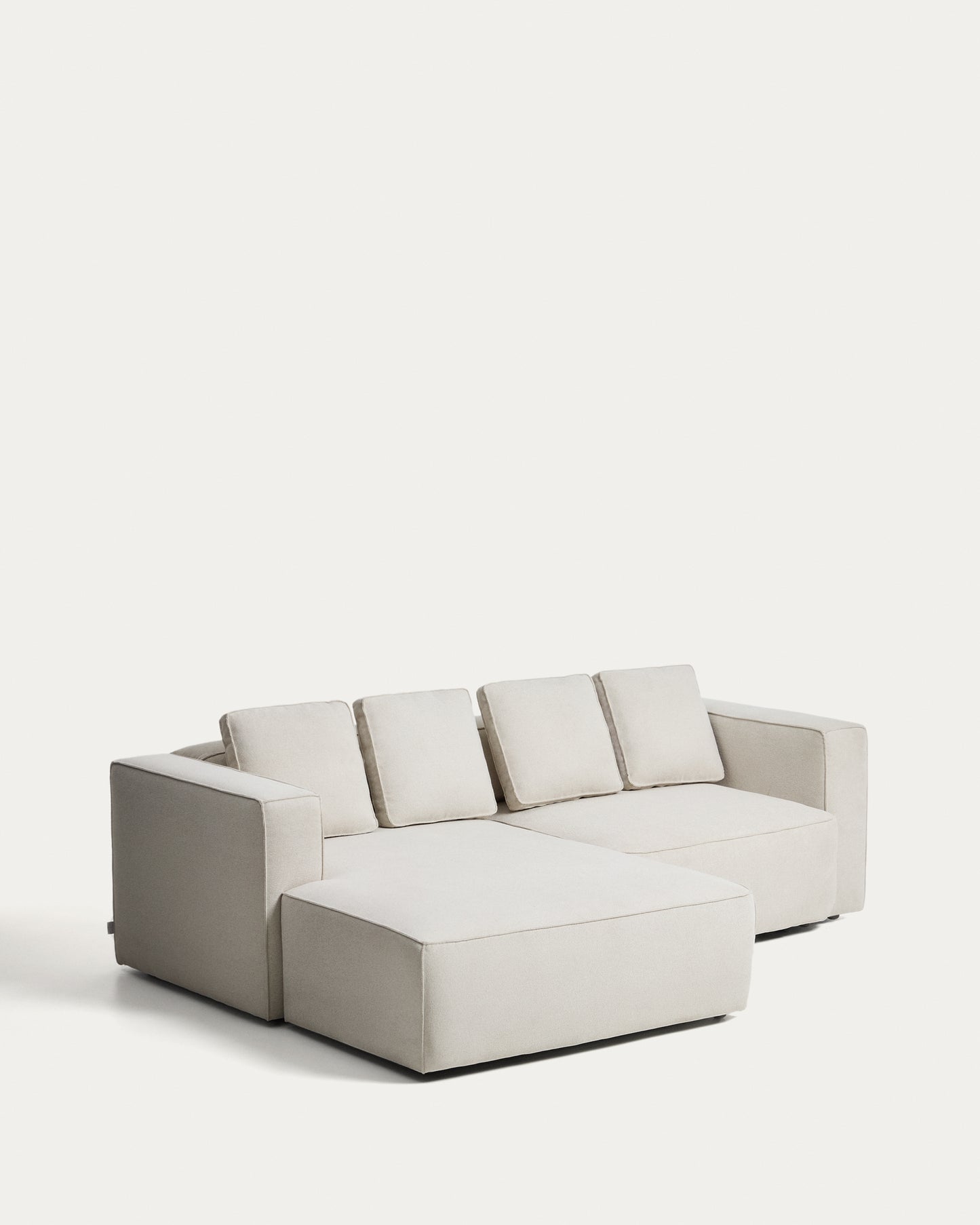 Divano letto Marela 3 posti con chaise longue sinistra in ciniglia beige 236 cm