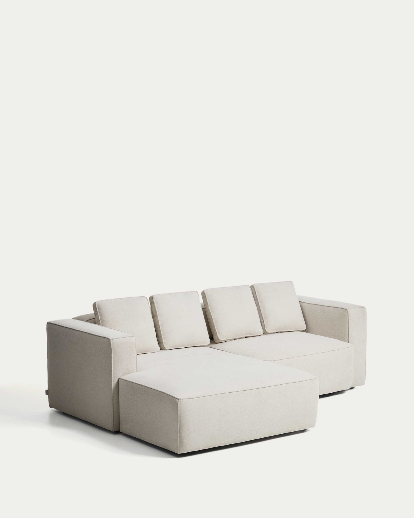 Divano letto Marela 3 posti con chaise longue sinistra in ciniglia beige 236 cm