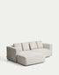 Divano letto Marela 3 posti con chaise longue sinistra in ciniglia beige 236 cm