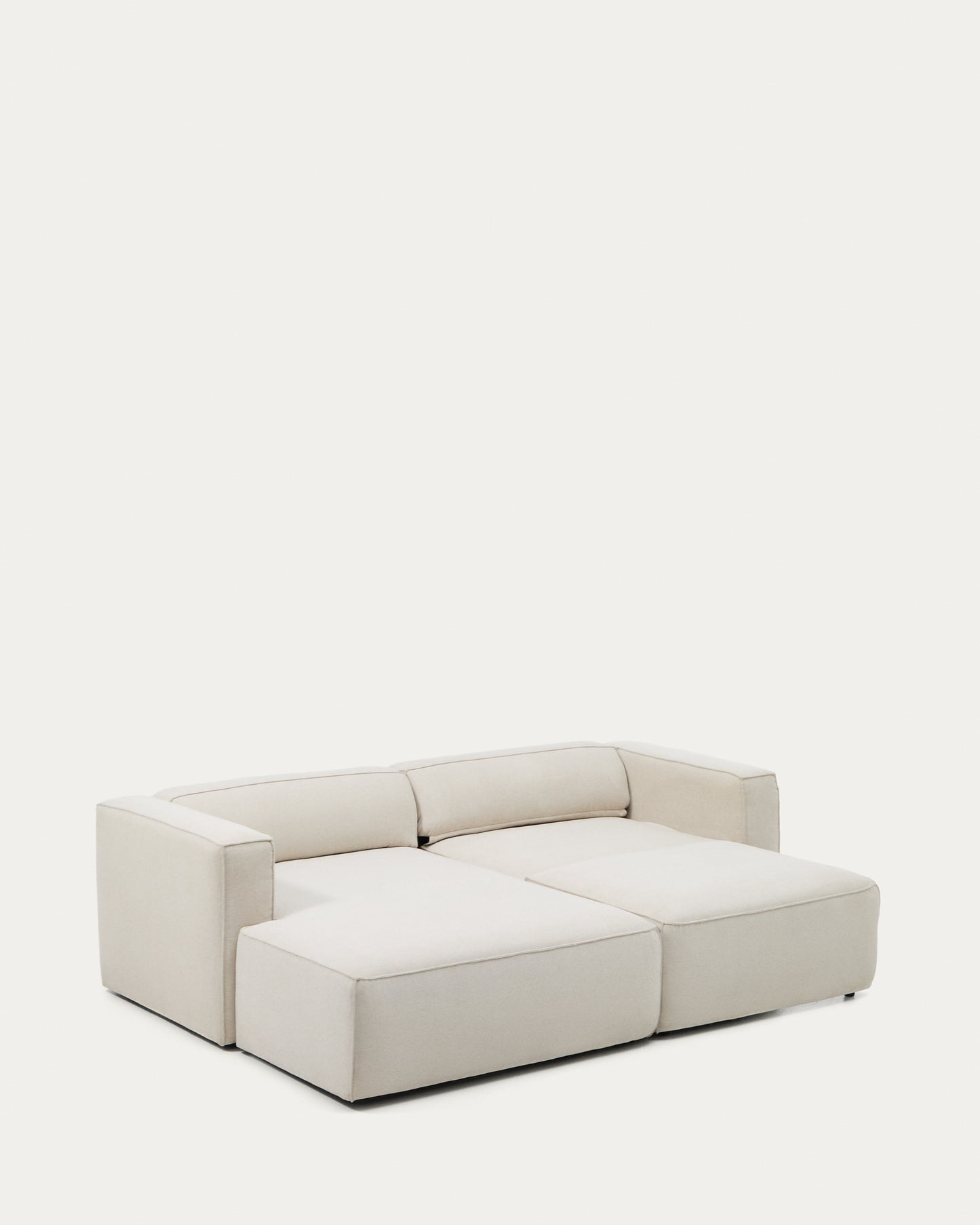 Divano letto Marela 3 posti con chaise longue sinistra in ciniglia beige 236 cm