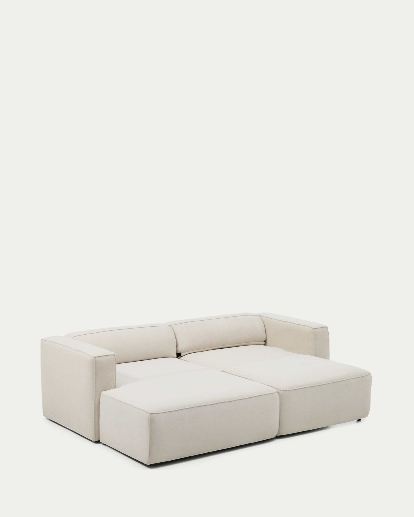 Divano letto Marela 3 posti con chaise longue sinistra in ciniglia beige 236 cm